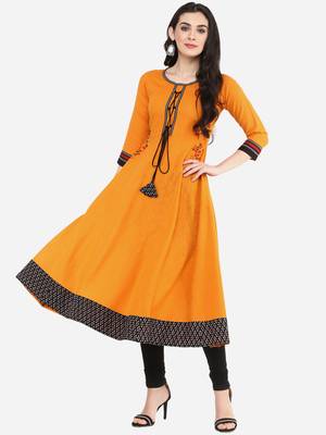 Women'S Cotton Slub Embroidered Anarkali Kurta 1