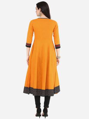 Women'S Cotton Slub Embroidered Anarkali Kurta 3