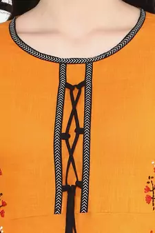Women'S Cotton Slub Embroidered Anarkali Kurta