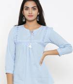 Women'S Blue Cotton Embroidered Top