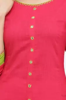 Women'S Cotton Slub Anarkali Kurta (Pink)