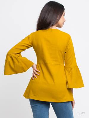 Women'S Mustard Women'S/Girls Cotton Slub Solid Top 3