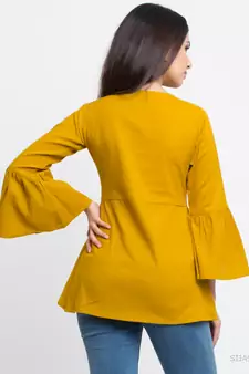 Women'S Mustard Women'S/Girls Cotton Slub Solid Top