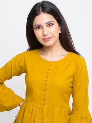 Women'S Mustard Women'S/Girls Cotton Slub Solid Top 4