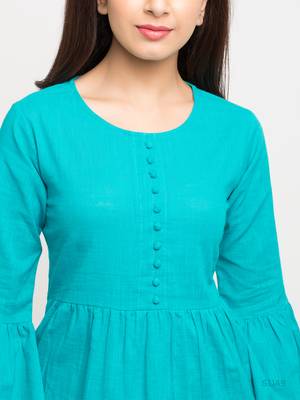 Women'S Turquoise Women'S/Girls Cotton Slub Solid Top 5