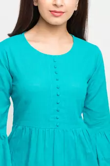 Women'S Turquoise Women'S/Girls Cotton Slub Solid Top