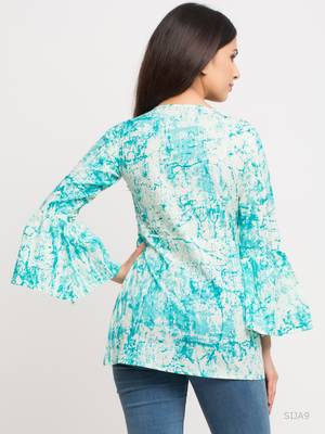 Women'S Turquoise Women'S/Girls Cotton Tie Die Printed Top 2