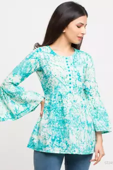 Women'S Turquoise Women'S/Girls Cotton Tie Die Printed Top