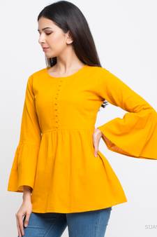 Women'S Yellow Women'S/Girls Cotton Slub Solid Top