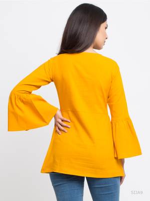 Women'S Yellow Women'S/Girls Cotton Slub Solid Top 2