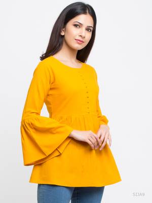 Women'S Yellow Women'S/Girls Cotton Slub Solid Top 3