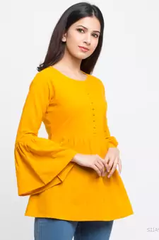 Women'S Yellow Women'S/Girls Cotton Slub Solid Top