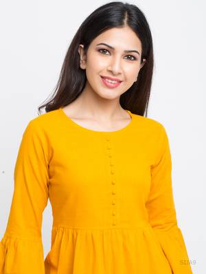 Women'S Yellow Women'S/Girls Cotton Slub Solid Top 4
