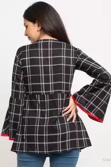 Women'S Black Women'S/Girls Rayon Checks Print Top
