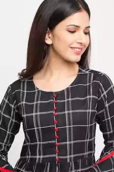 Women'S Black Women'S/Girls Rayon Checks Print Top
