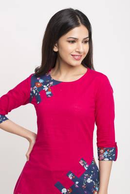 Women'S Pink Women'S/Girls Cotton Slub Printed Top 4