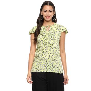 Women's Green Rayon Printed Top 1
