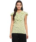 Women's Green Rayon Printed Top