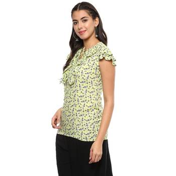Women's Green Rayon Printed Top 2