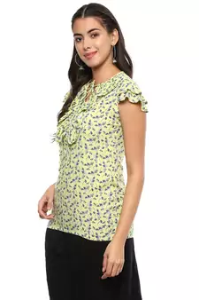 Women's Green Rayon Printed Top