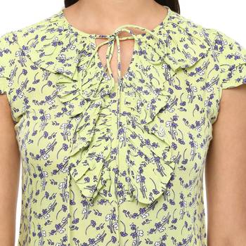 Women's Green Rayon Printed Top 4