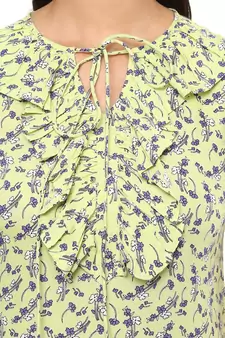 Women's Green Rayon Printed Top