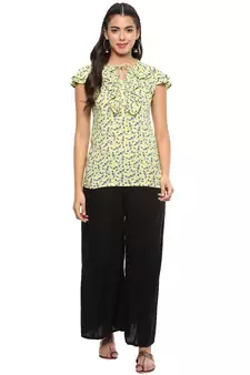 Women's Green Rayon Printed Top