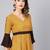 Women's Mustard Cotton Flex Stripes Printed Peplum Top