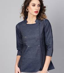 Women'S Blue Denim Regular Top