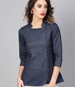 Women'S Blue Denim Regular Top