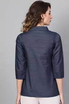 Women'S Blue Denim Regular Top