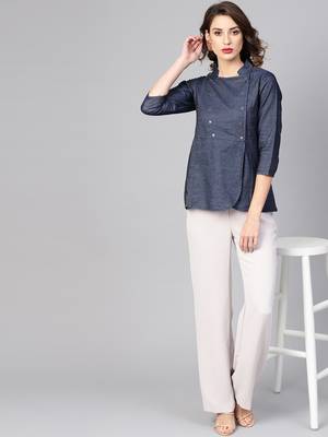 Women'S Blue Denim Regular Top 5