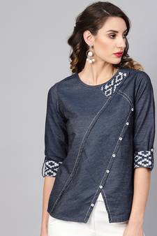 Women'S Blue Denim Regular Top