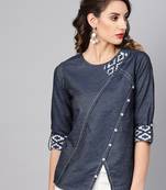 Women'S Blue Denim Regular Top