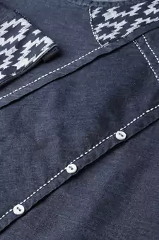 Women'S Blue Denim Regular Top