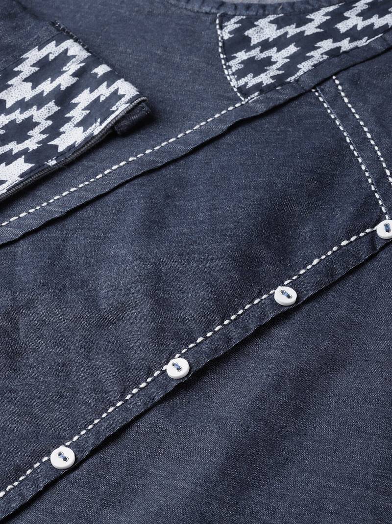 Women'S Blue Denim Regular Top