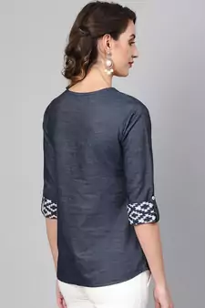 Women'S Blue Denim Regular Top