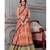 peach printed chiffon unstitched floral lehengas