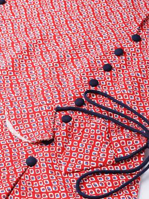 Women'S Red Rayon Geometric Printed Regular Top 5