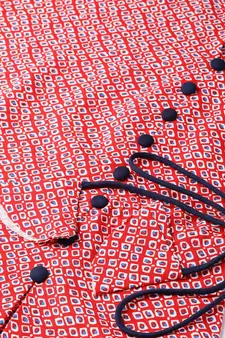 Women'S Red Rayon Geometric Printed Regular Top