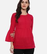 Women'S Pink Women'S/Girls Cotton Slub Solid Top