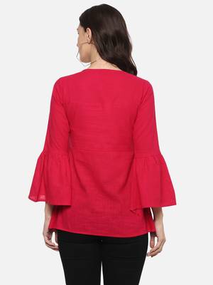 Women'S Pink Women'S/Girls Cotton Slub Solid Top 3