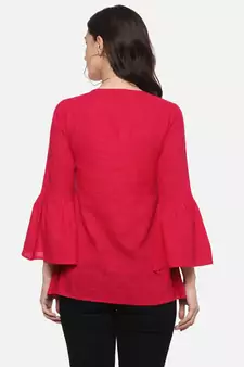 Women'S Pink Women'S/Girls Cotton Slub Solid Top