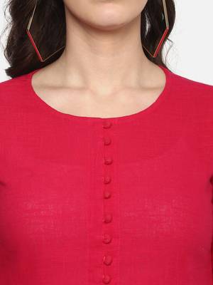 Women'S Pink Women'S/Girls Cotton Slub Solid Top 4