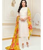 Off-White Embroidered Chanderi Silk Salwar