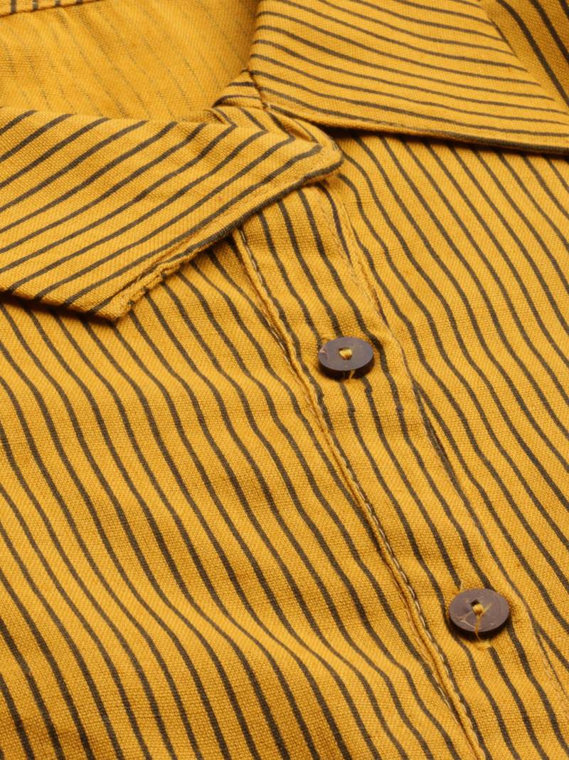 Women'S Mustard Womens Cotton Flex Printed Shirt