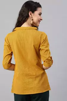 Women'S Mustard Womens Cotton Flex Printed Shirt
