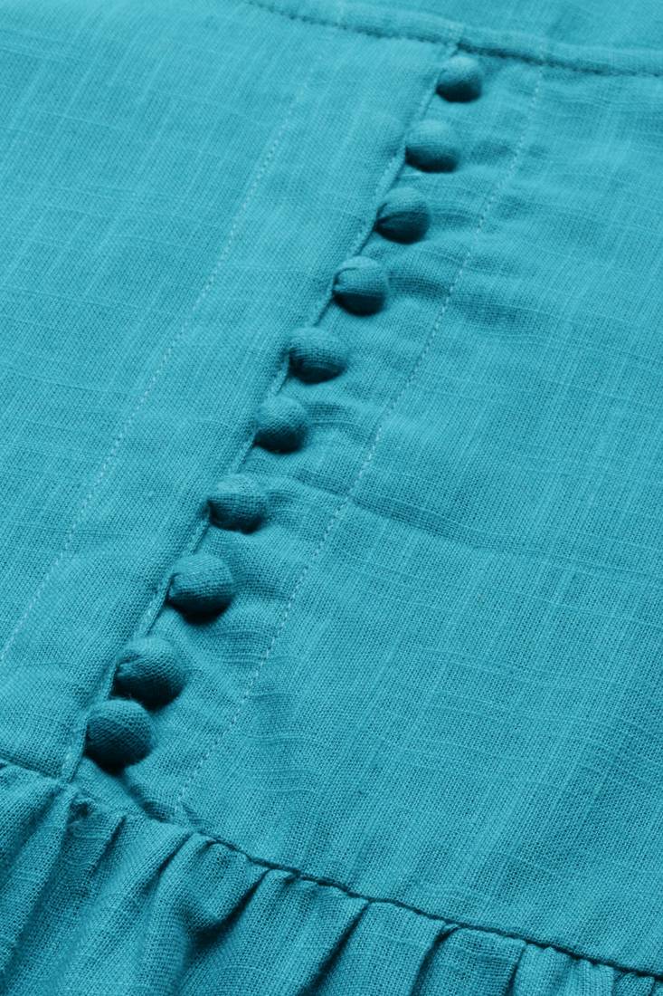 Women'S Green Cotton Slub Solid Regular Top