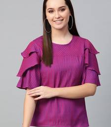 Women'S Purple Viscose Stripe Regular Top