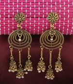 Classic Golden Round Circle And Round Tassel Earrings